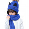 Шапка для девочки с ушками котика и шарф Jomtoko J190 синяя