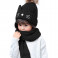 Шапка для девочки с ушками котика и шарф Jomtoko J190 черная