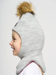 Шапка шлем детская для девочки Jomtoko J491 серая