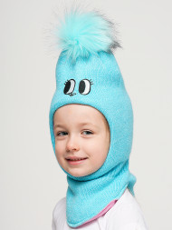 Шапка шлем детская для девочки Jomtoko J491 голубая